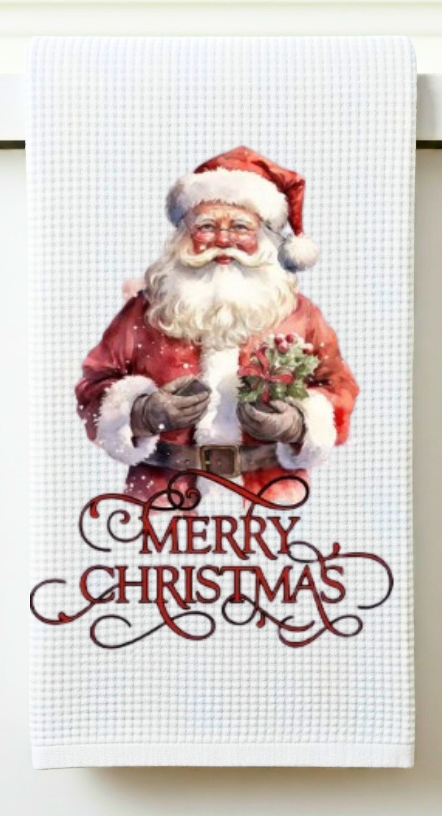 Vintage Santa Merry Christmas Tea Towel