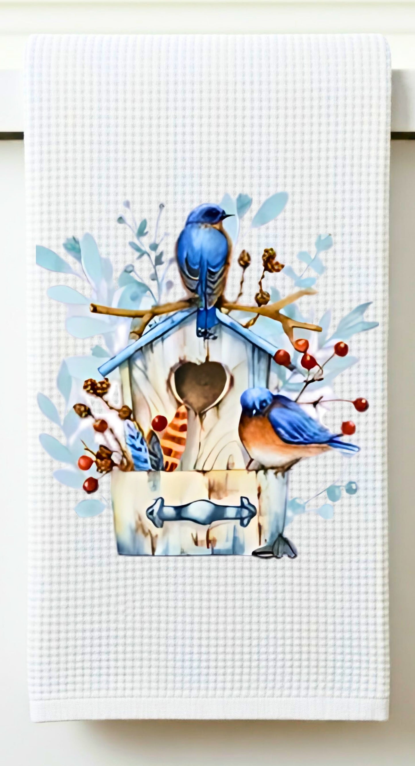 Bluebird House Waffle Weave Tea Towel