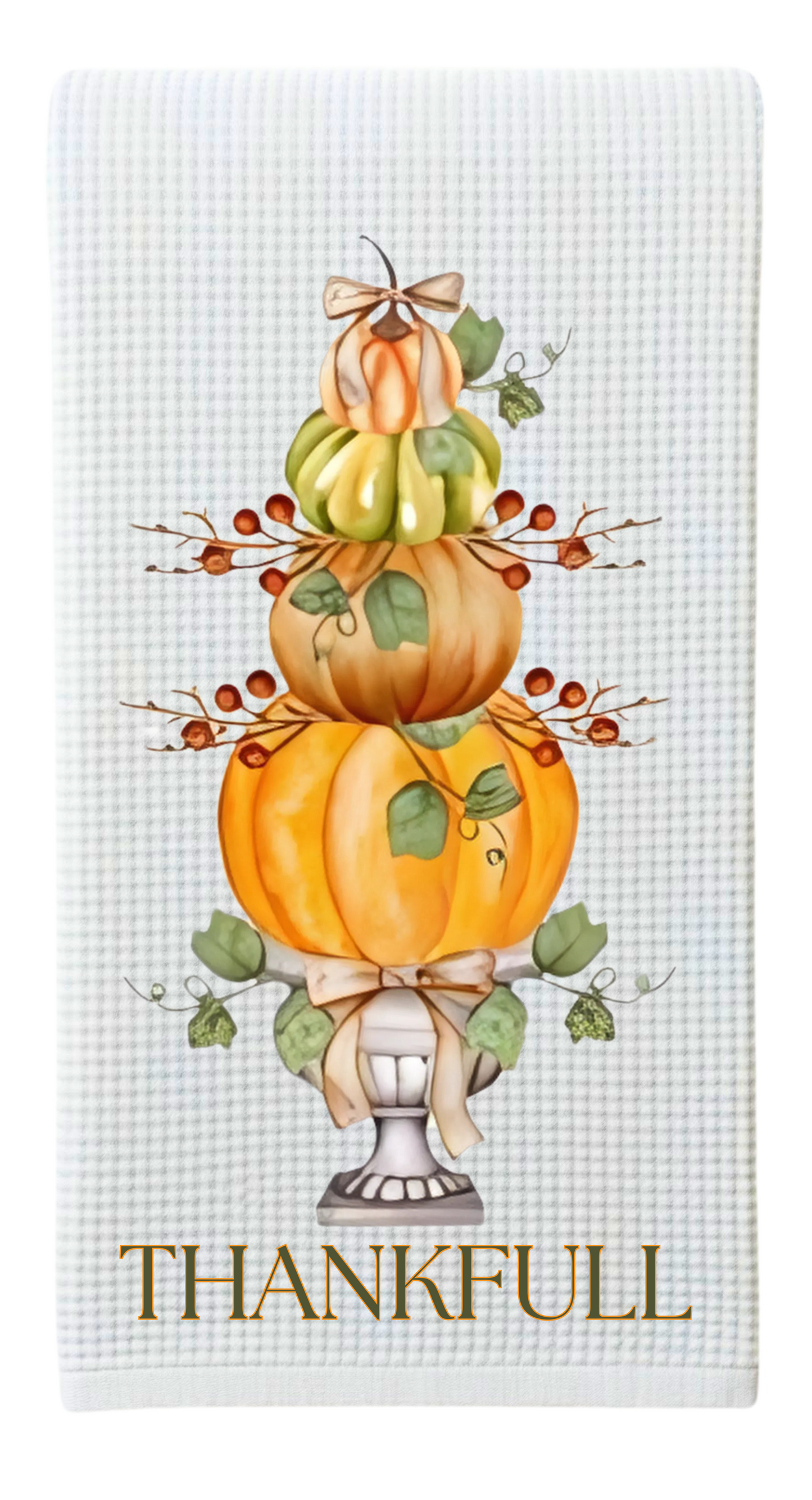 Thankful Pumpkin Stack Tea Towel