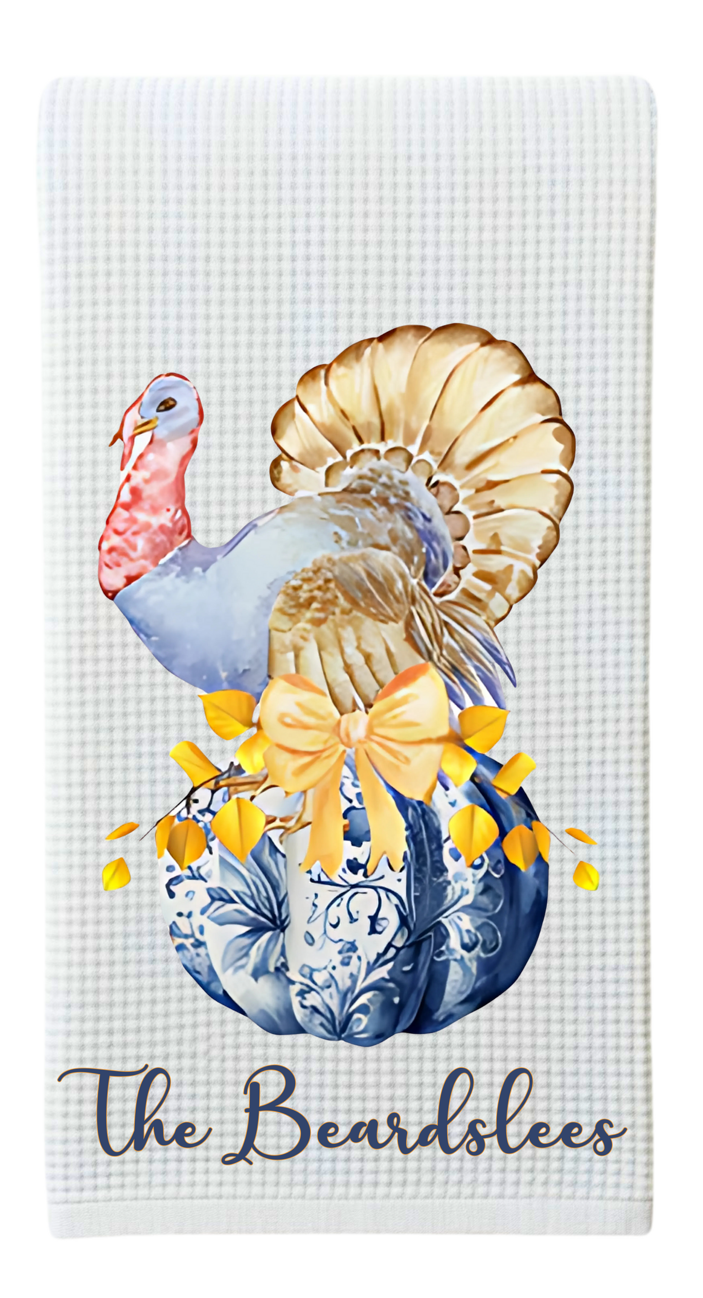 Blue and Gold Turkey Tea Towel