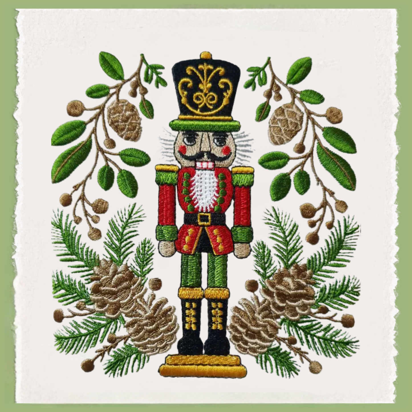 Christmas Courtly Check Inspired Embroidered Monogramed Wreath Sash