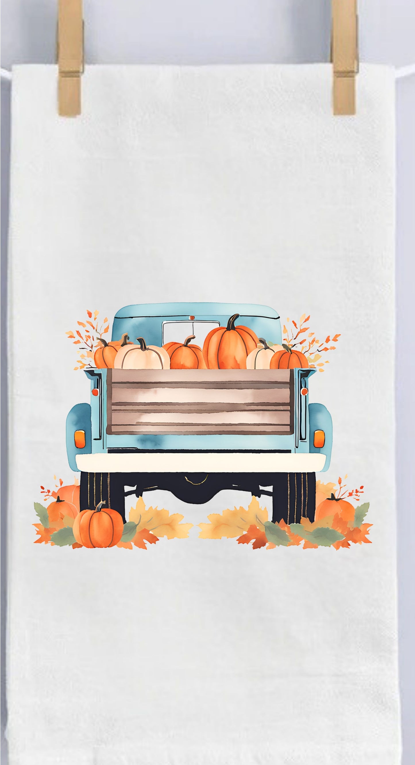 Vintage Truck with Pumpkins Tea Towel