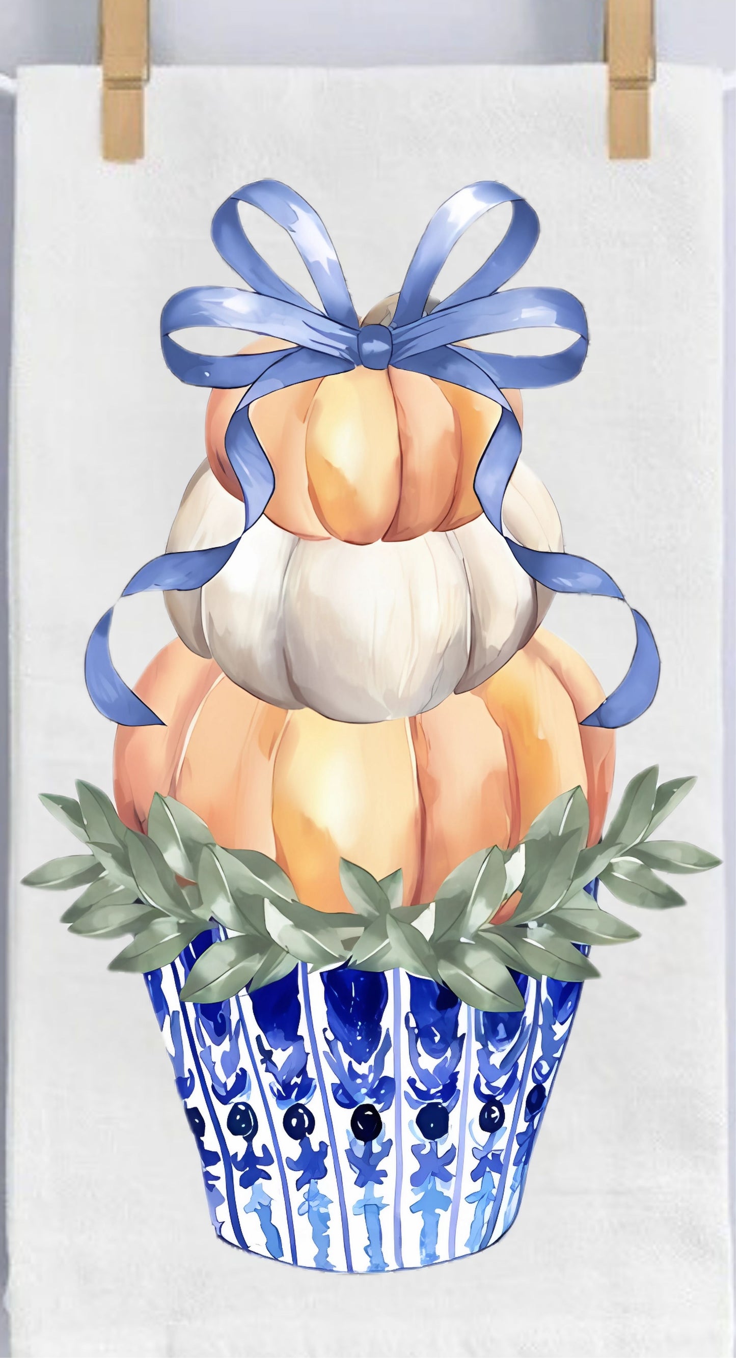 Blue & White Stacked Pumpkin