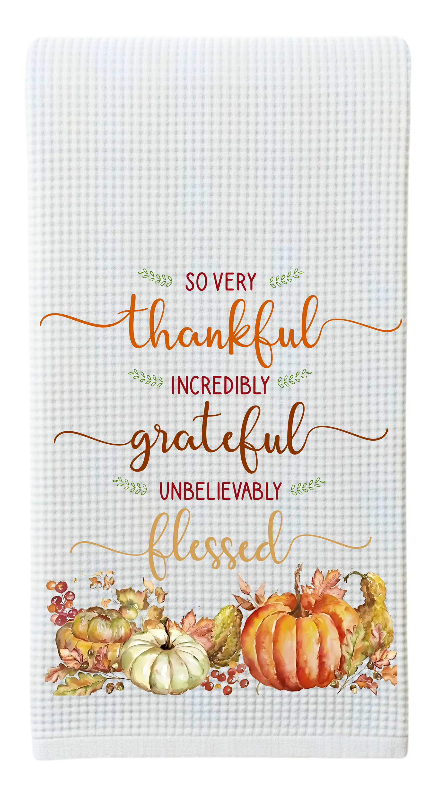 Thankful Grateful Blessed Fall Tea Towel