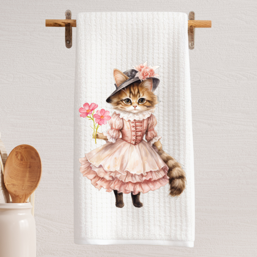 Victorian Cat Tea Towel