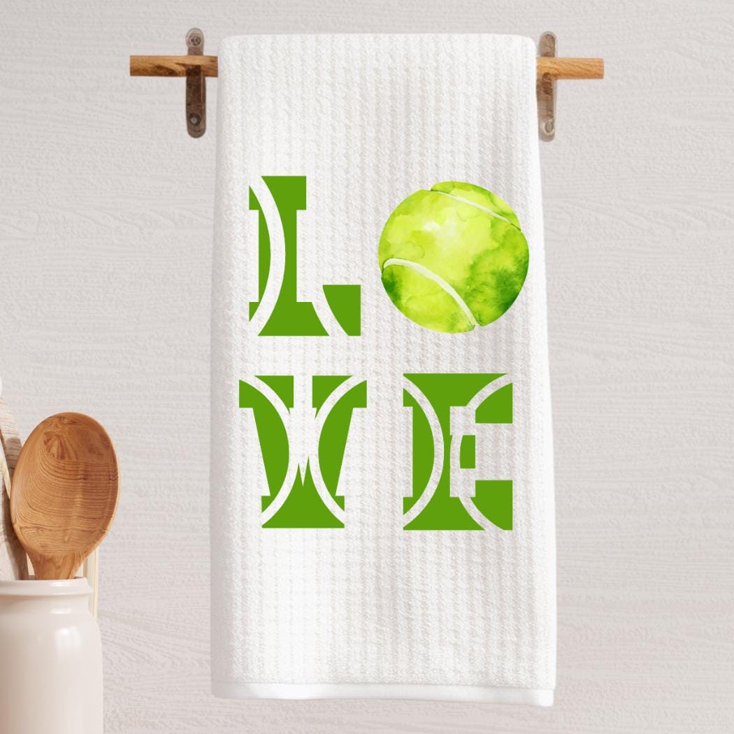 Love Tennis Geschirrtuch Kleeblatt Dekoratives Tennis Waffelgewebe Handtuch Dekoration Geschenk Dekoratives Gastgebergeschenk Küchendekor Court Paddle Player