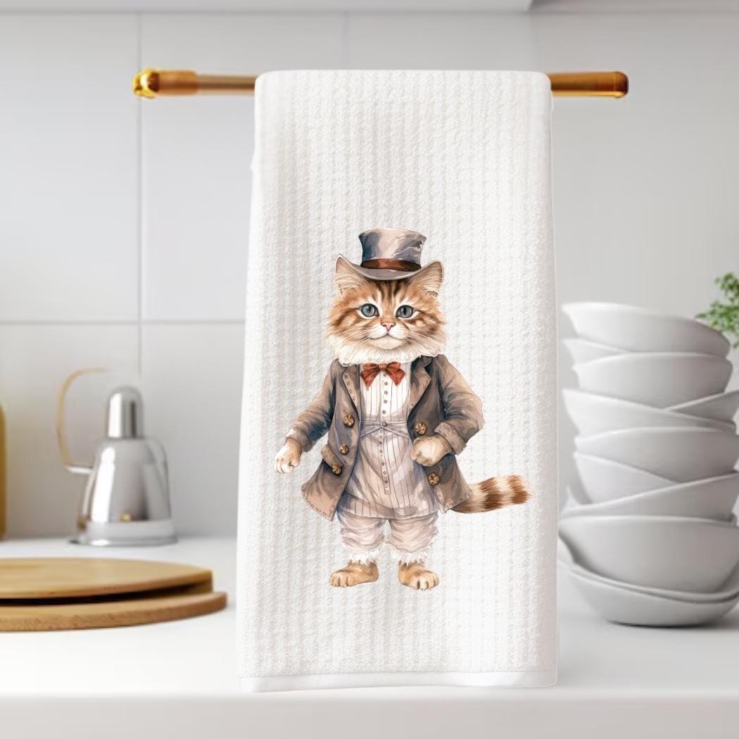 Victorian Cat Tea Towel