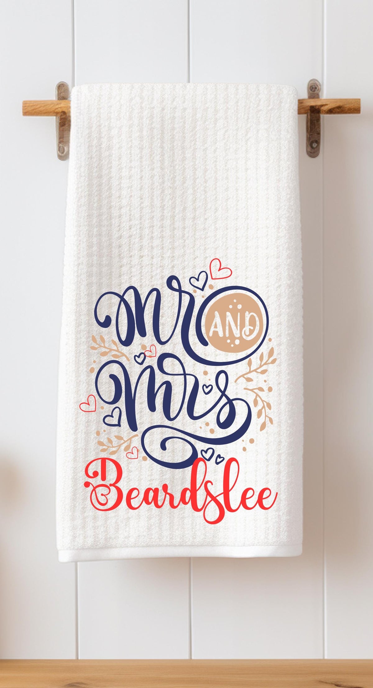 Personalized Olive Leaf Monogram Tea Towel