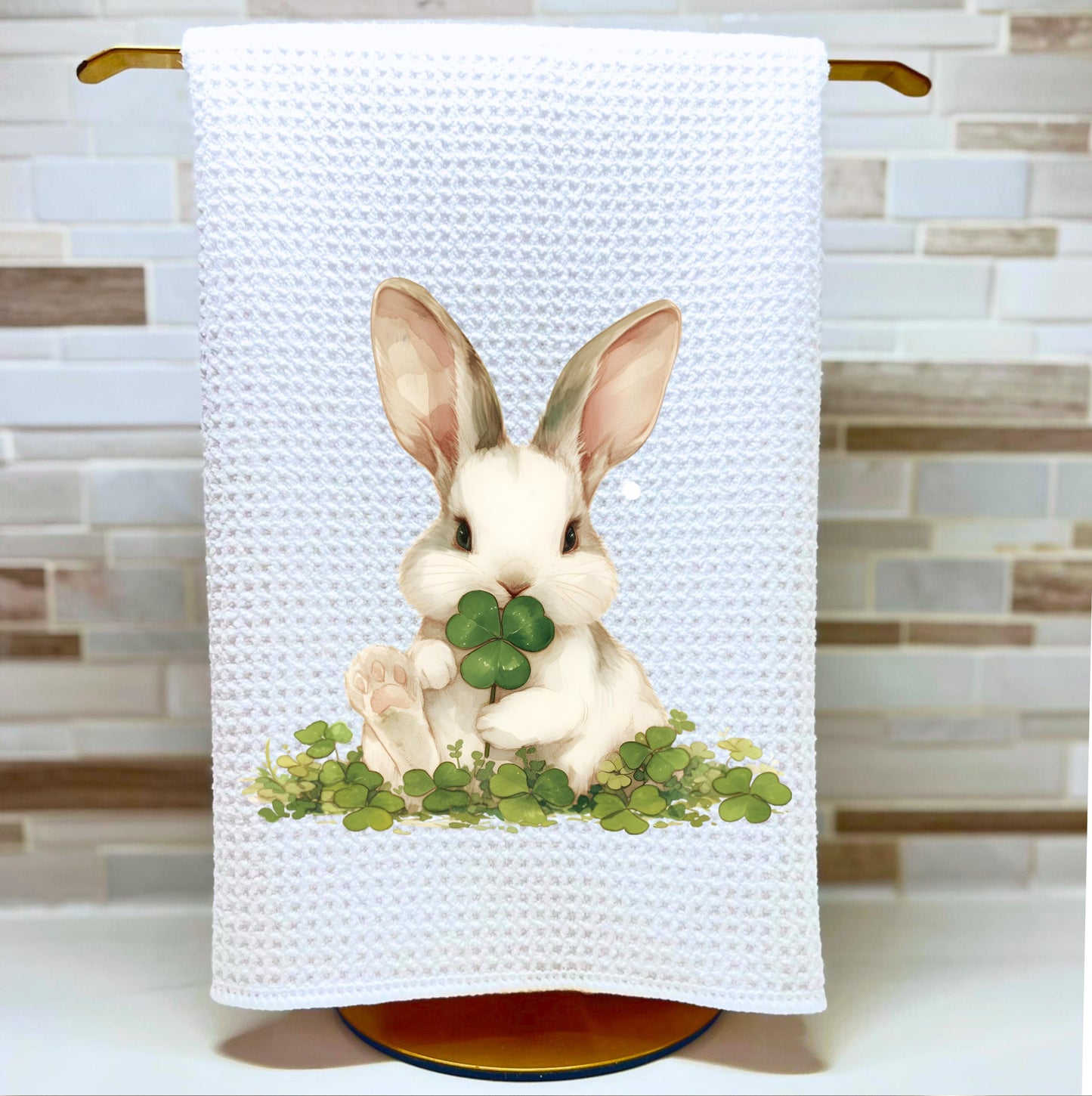 St Patricks Day Bunny Tea Towel
