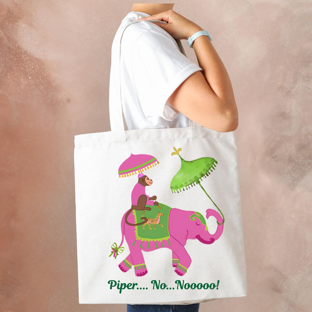 Piper No Nooo Personalized Canvas Tote Bag