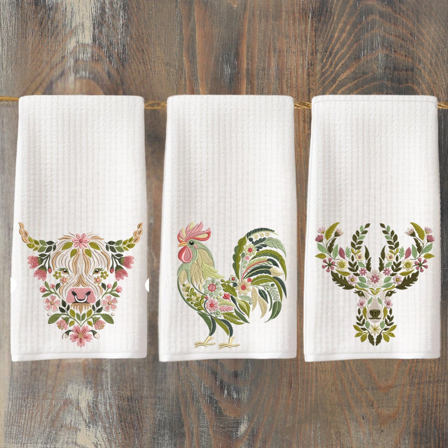 Farm Animal Floral Tea Towel Collection