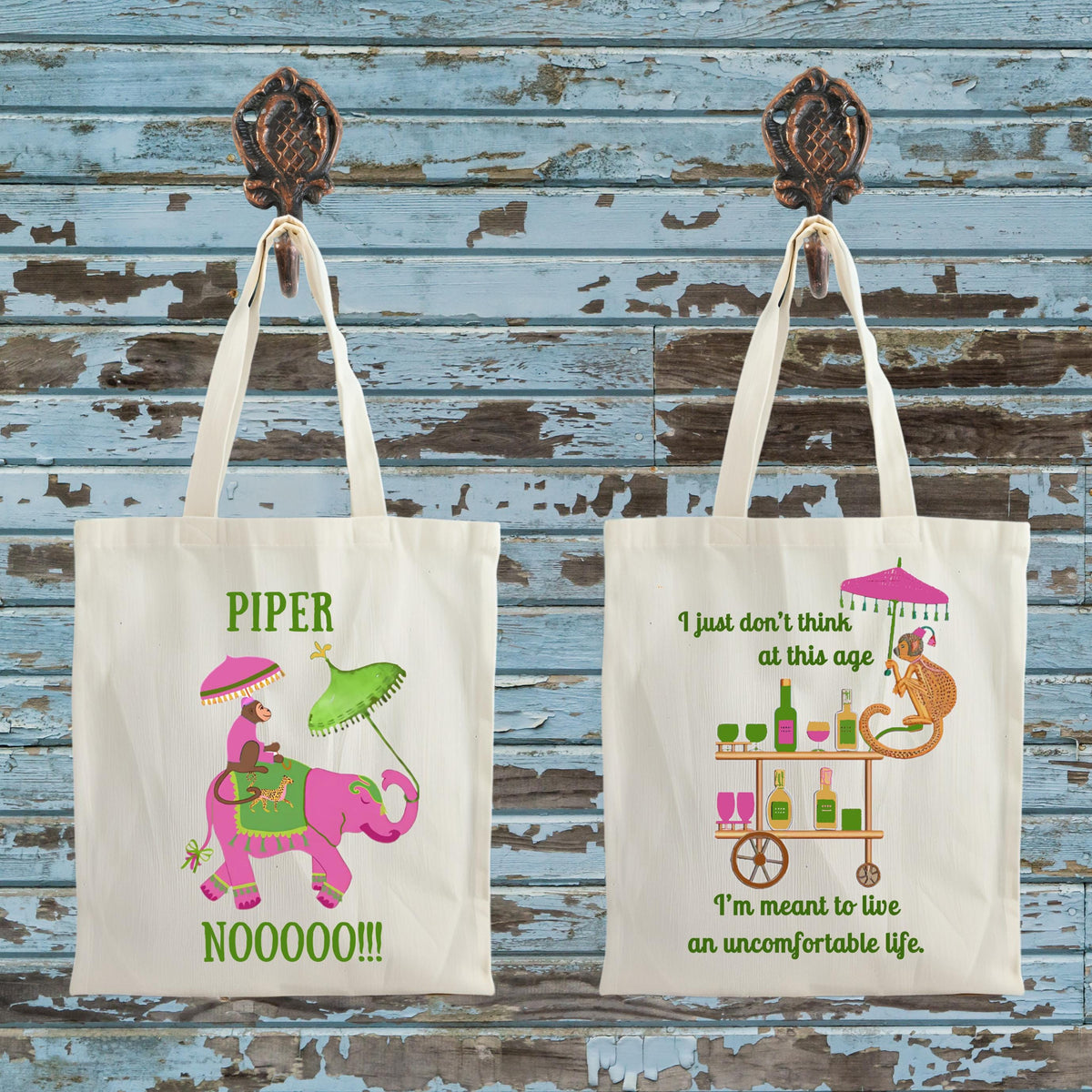 White Lotus Inspired Elephant Canvas Tote Bag