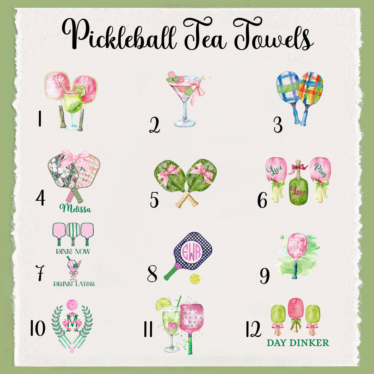 Personalized Olive Branch Tea Towel