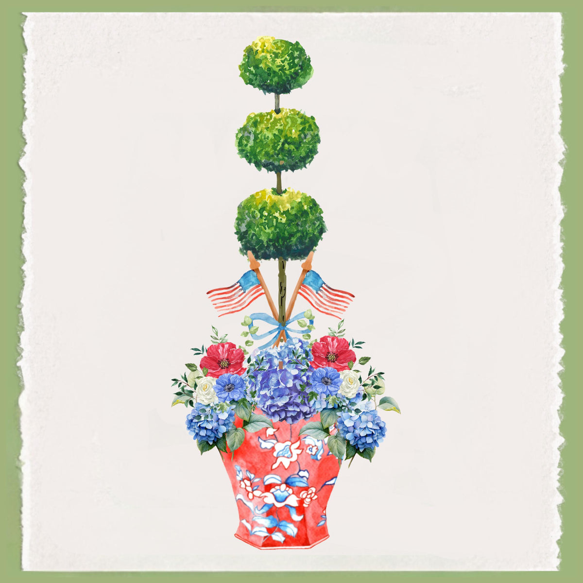 Personalized Patriotic Chinoiserie Tea Towel Collection
