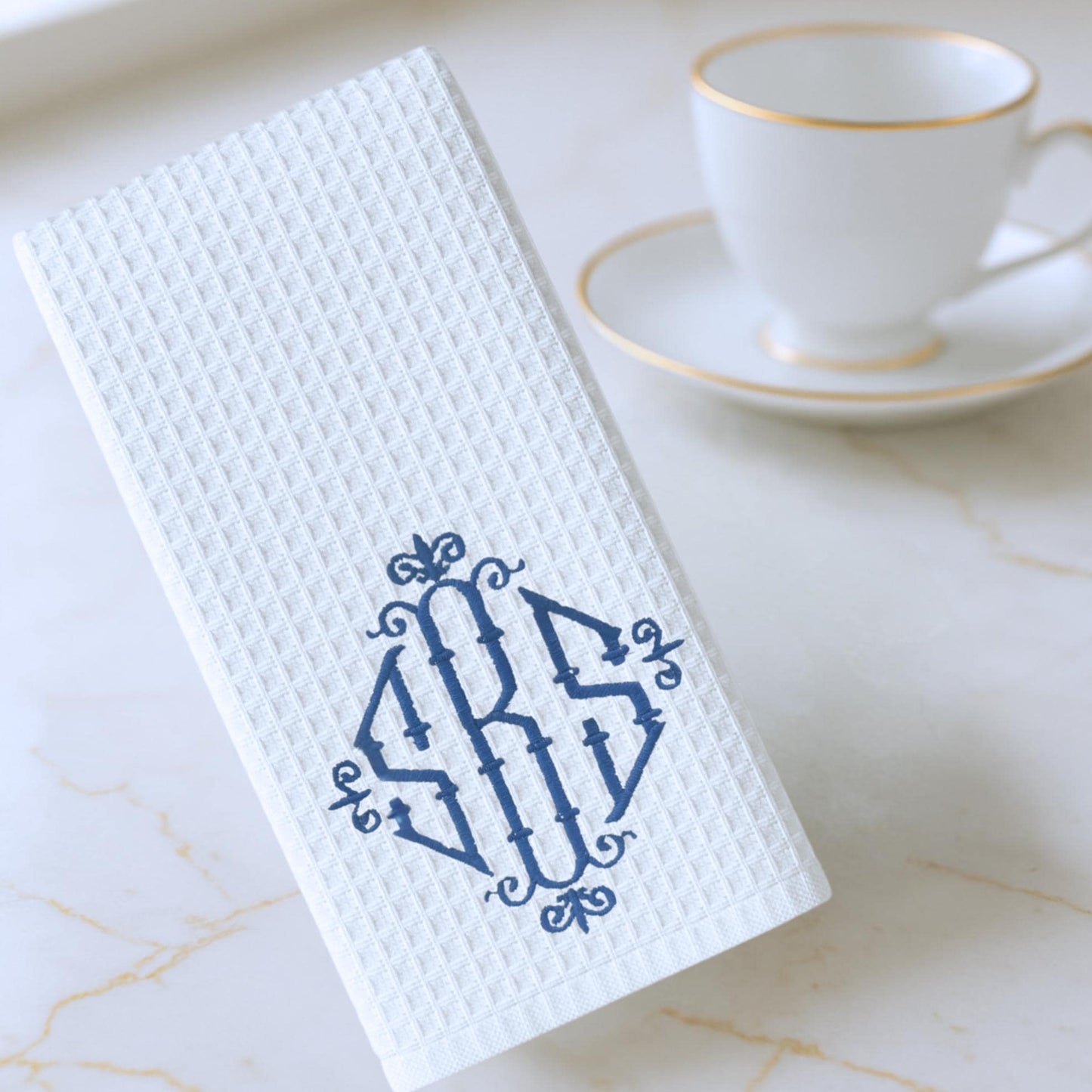 Embroidered Monogram Tea Towel