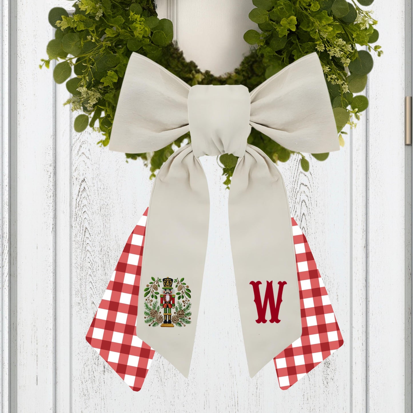 Embroidered Holiday Wreath Sash
