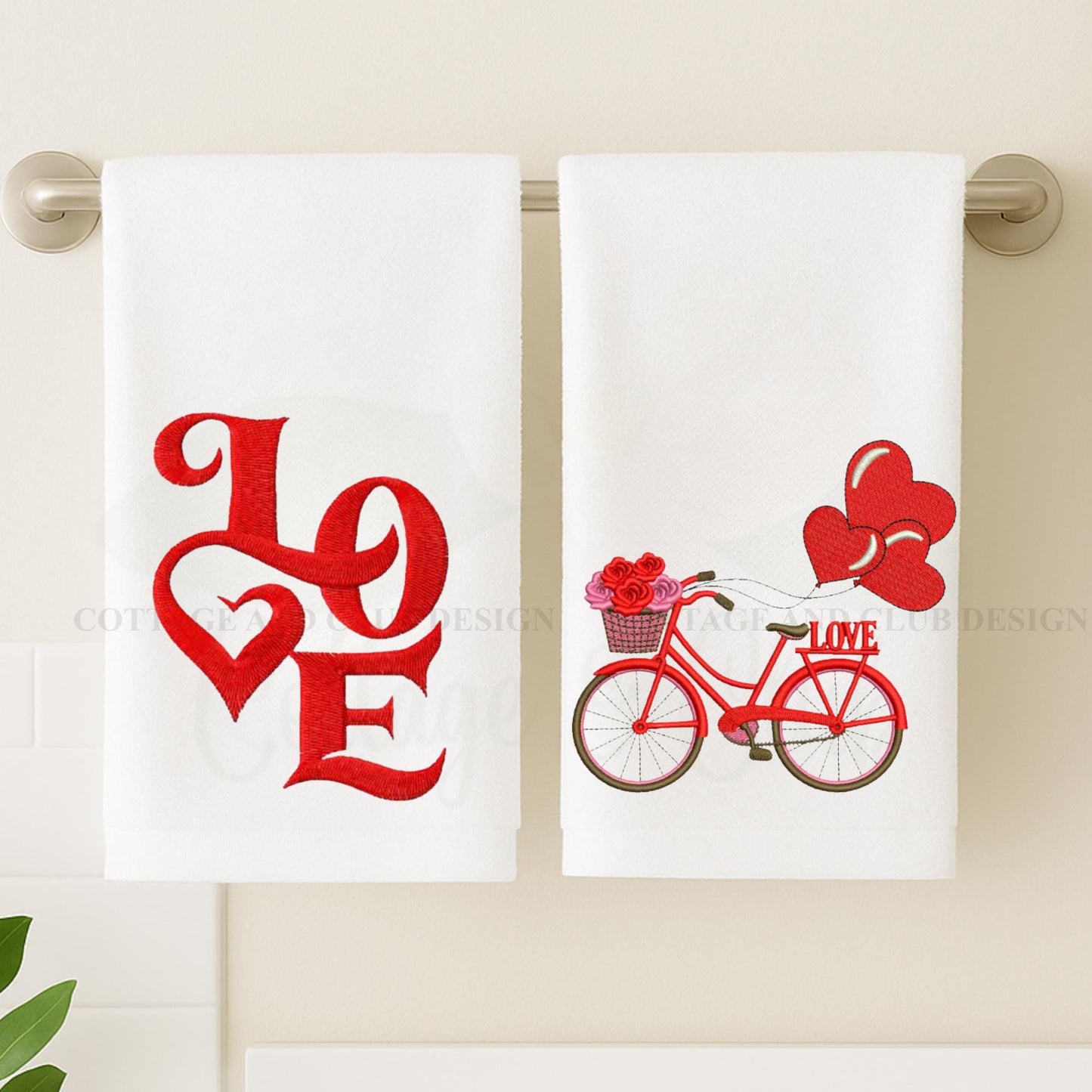 Valentine's Day Powder Room Fingertip Hand Towels - Bathroom Hand Towels
