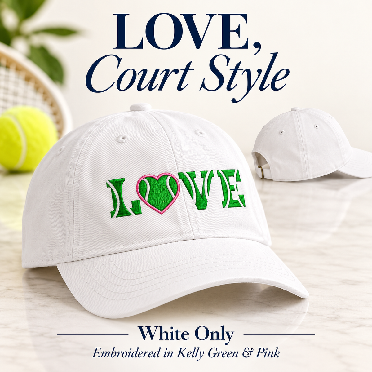 LOVE Tennis Heart embroidered hat options listing photo