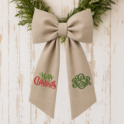 Vintage Santa Collection Embroidered Christmas Wreath Sash