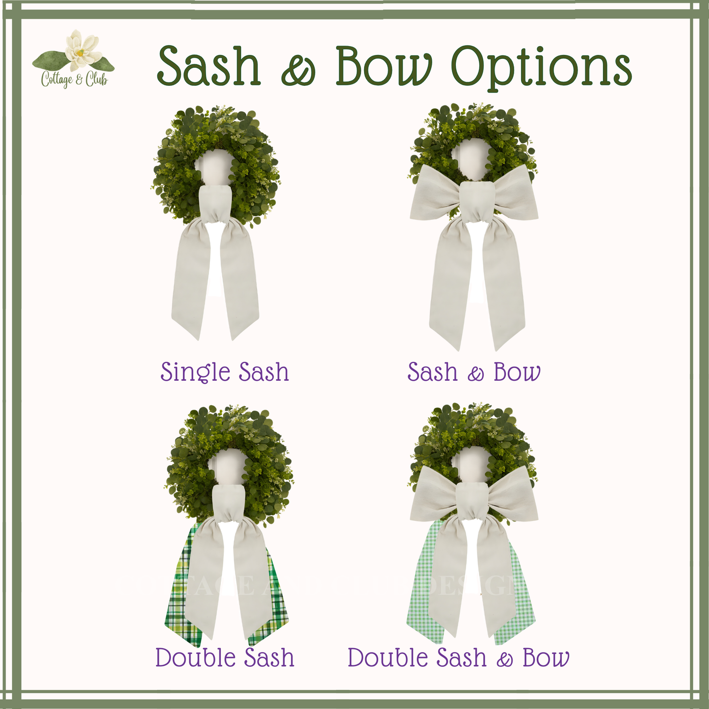 Mardi Gras Personalized Embroidered Wreath Sash with Optional Coordinating Sash