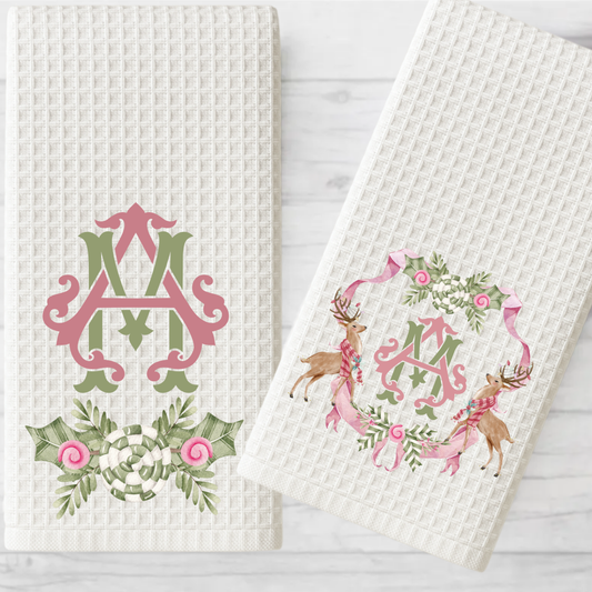 Preppy Deer Crest Tea Towel