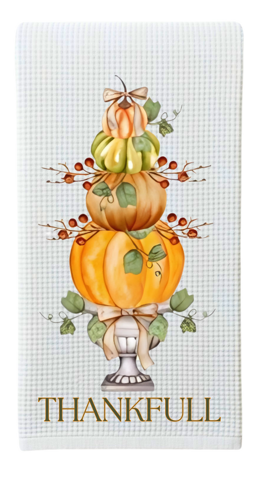 Thankful Pumpkin Stack Tea Towel