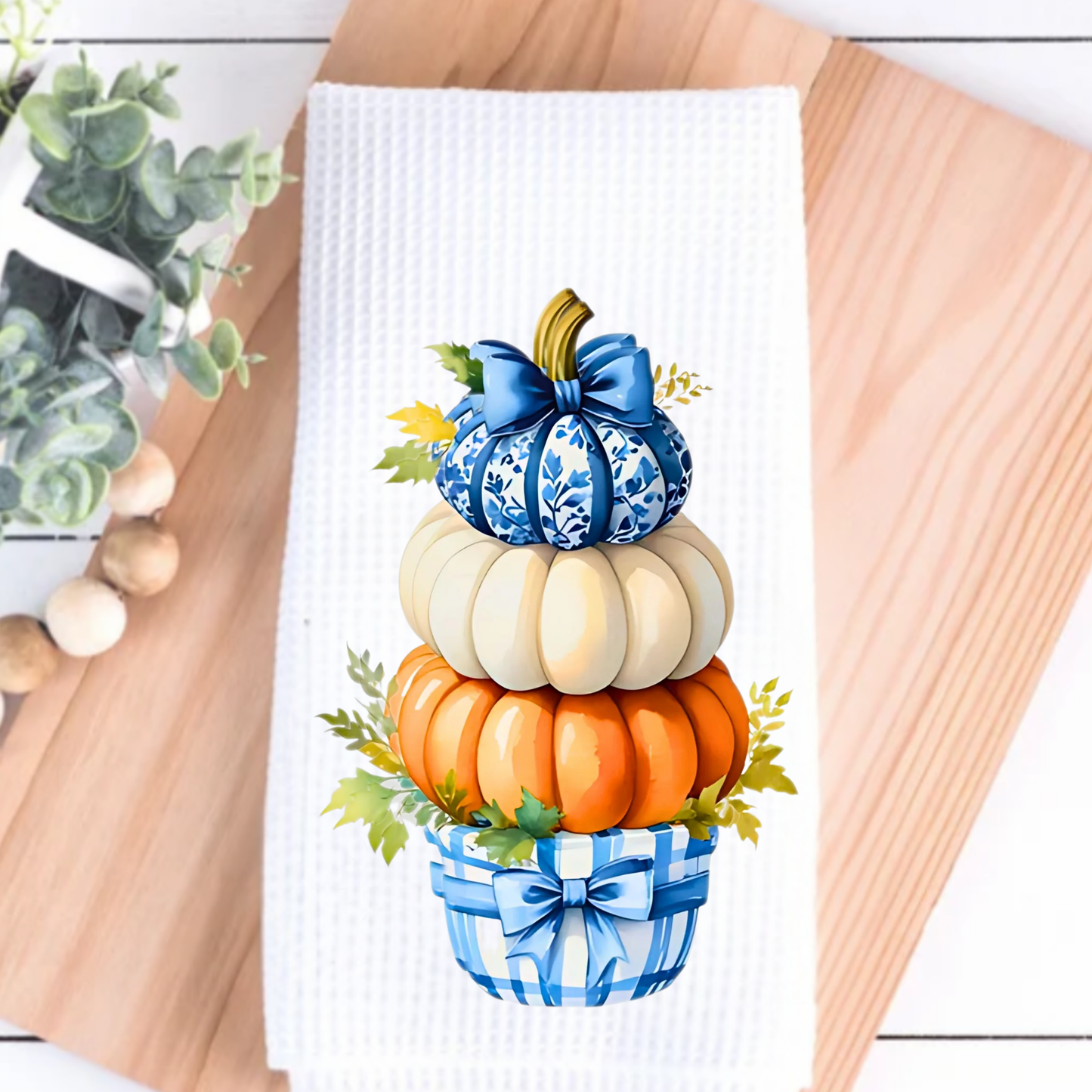 Pumpkin Topiary in Blue Chiny