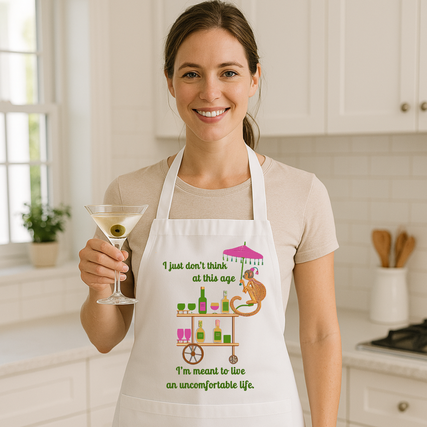 White Lotus Theme Bar Cart Apron