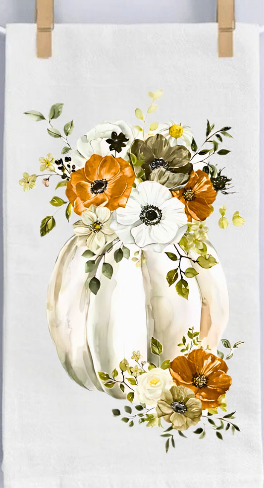 Floral Pumpkin Bouquet Tea Towel