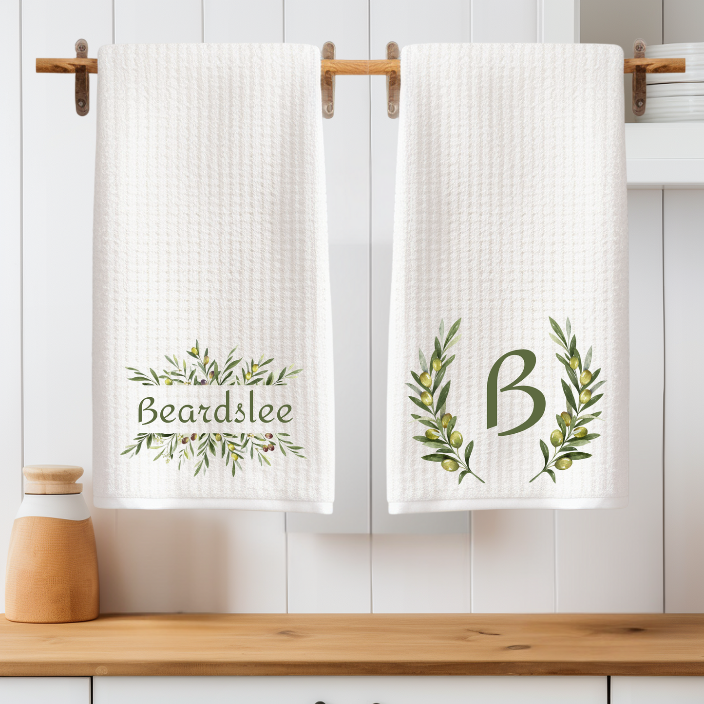 Personalized Olive Branch Tea Towel Set