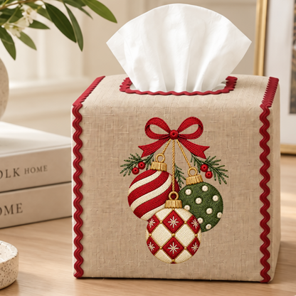 Vintage Santa Embroidered Tissue Box Cover