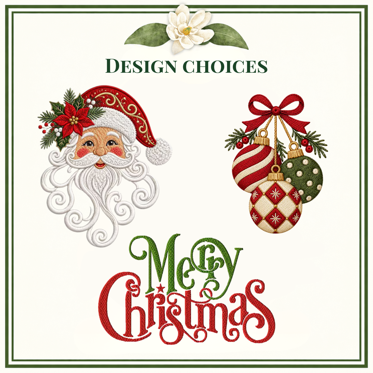 Vintage Santa Collection Embroidered Christmas Wreath Sash