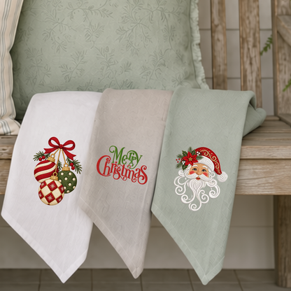 Vintage Santa Collection Embroidered Christmas Wreath Sash