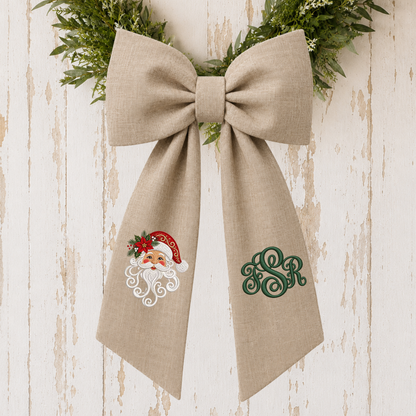 Vintage Santa Collection Embroidered Christmas Wreath Sash