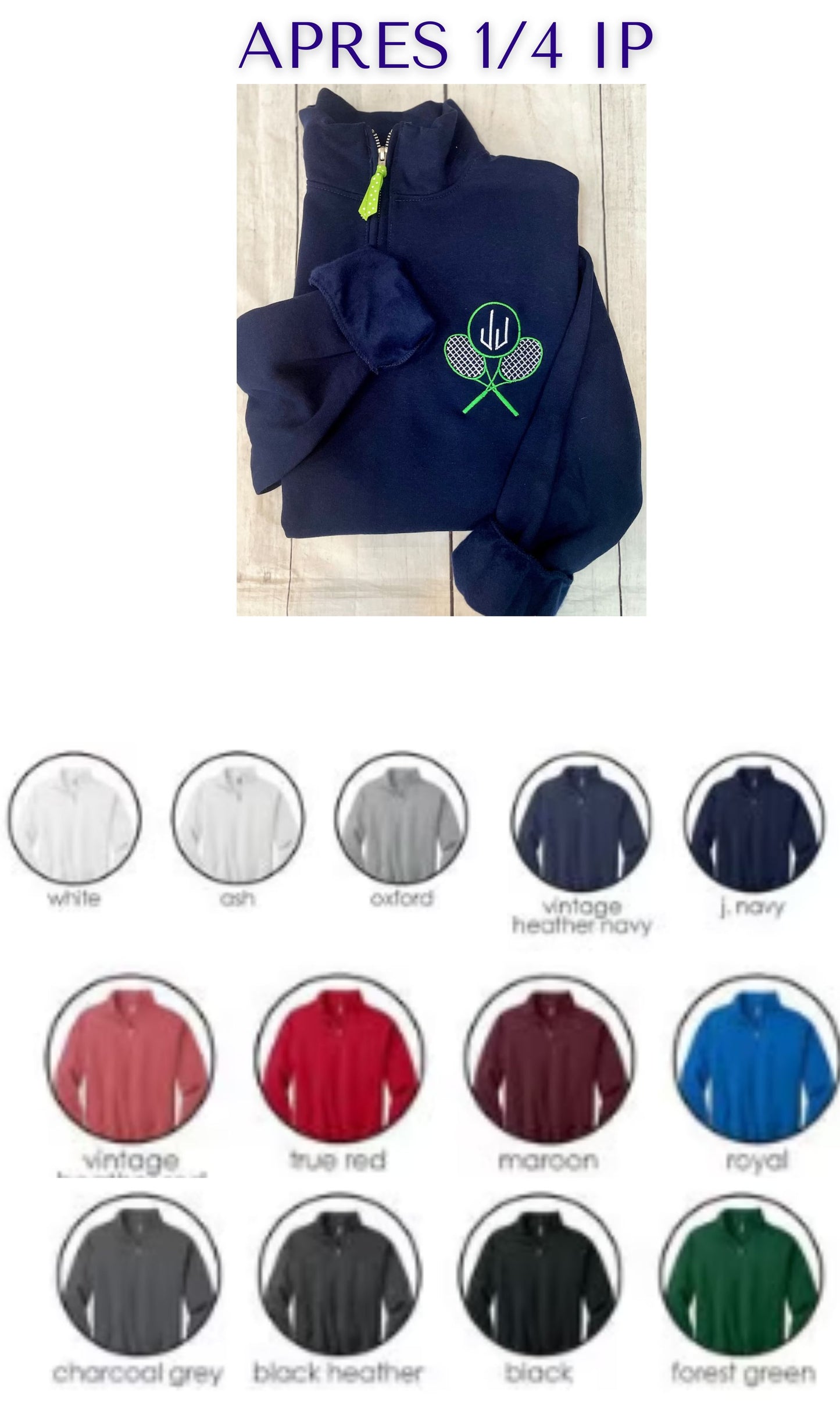 Personalized Tennis Crest Pullover with Embroidered Monogram