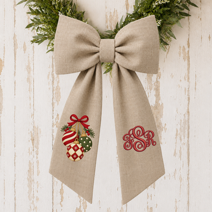 Vintage Santa Collection Embroidered Christmas Wreath Sash