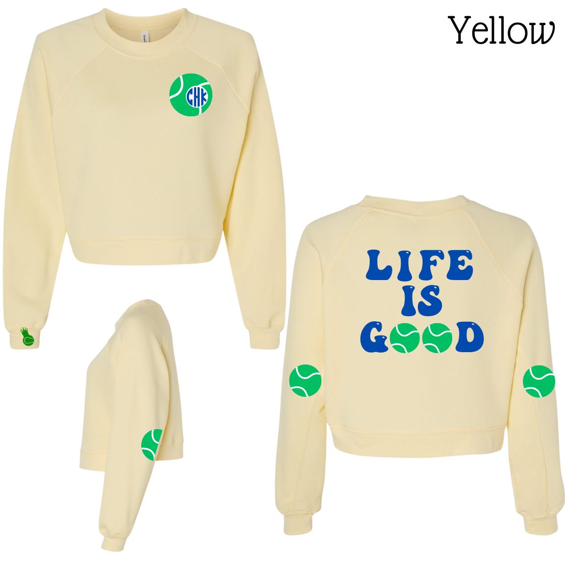 Tennis Life Is Good Monogram Crew - Personalize It!