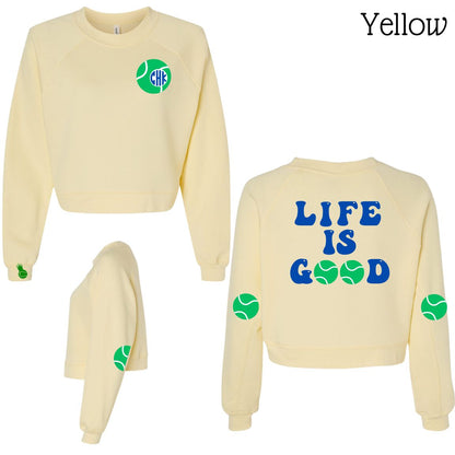 Tennis Life Is Good Monogram Crew - Personalize It!