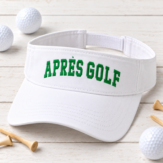 Après Golf embroidered visor flat lay