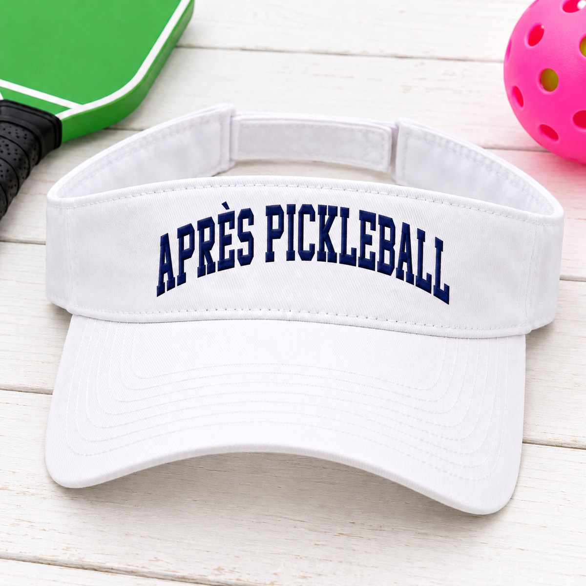 Après Pickleball embroidered visor flat lay