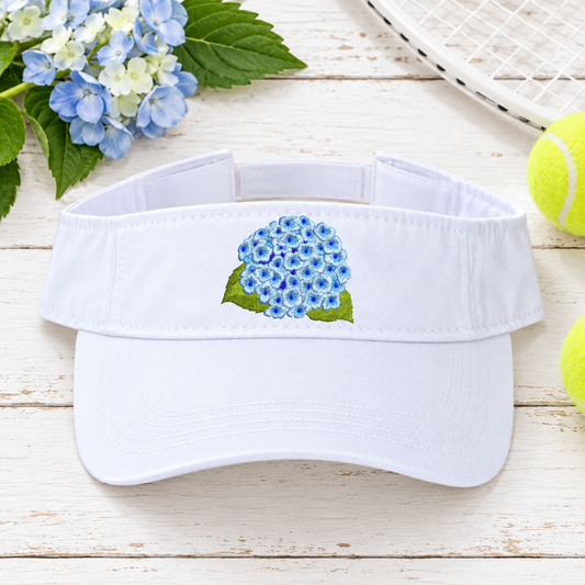 blue hydrangea visor embroidered hero