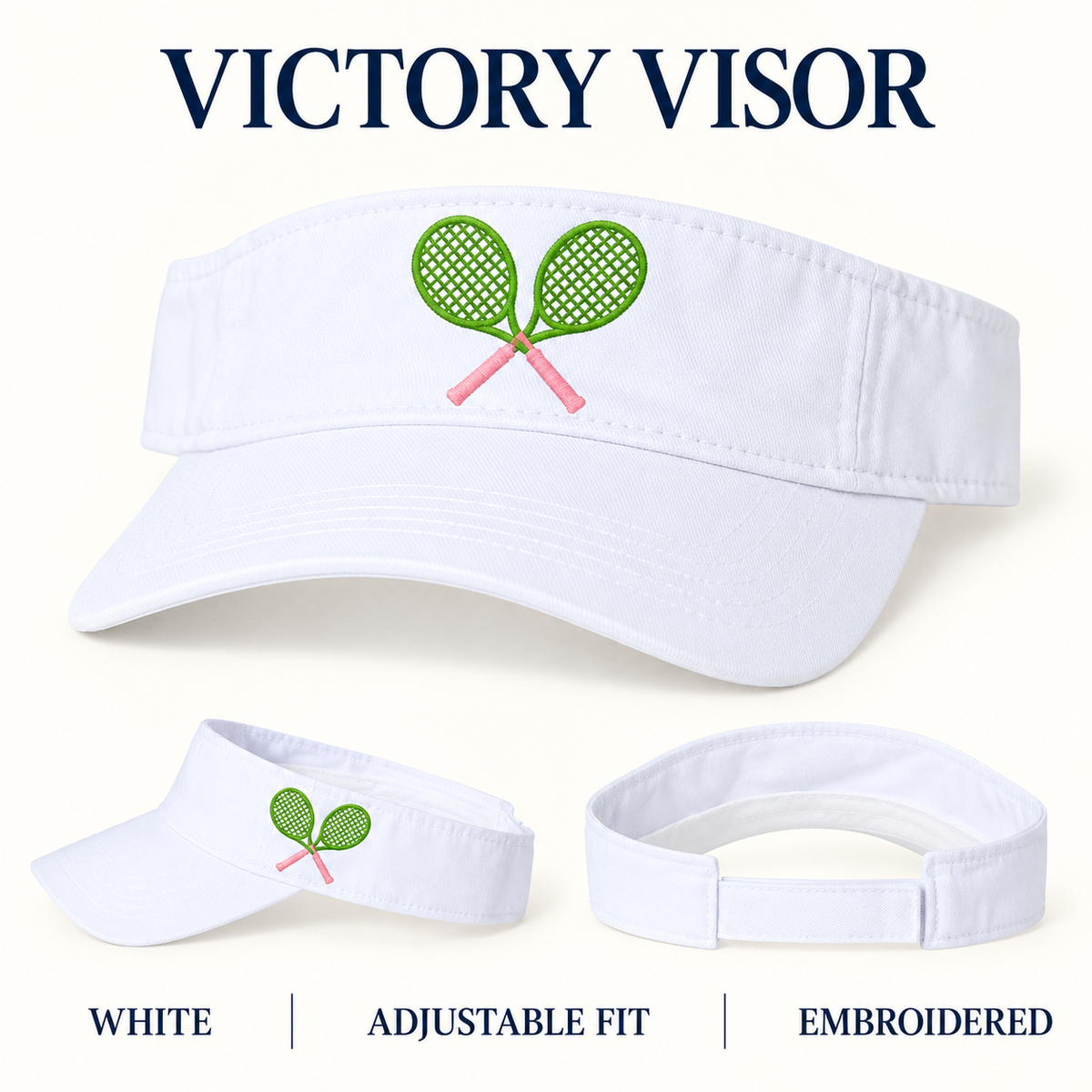 Cross Court embroidered white Victory Visor options