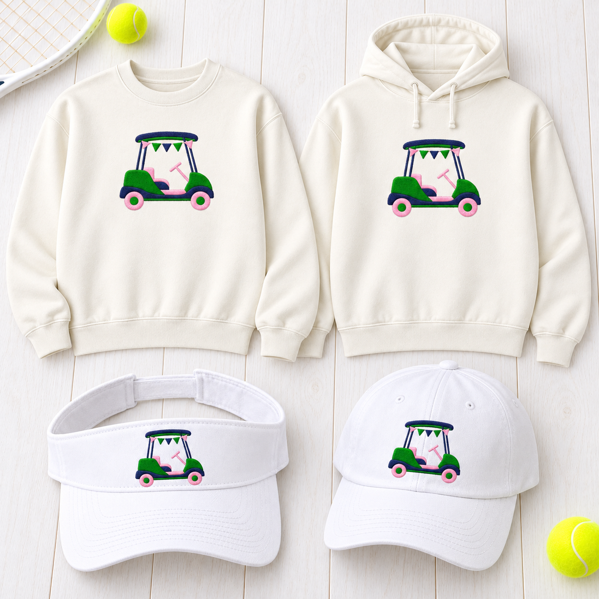 Golf Cart matching embroidered collection, pieces sold separately