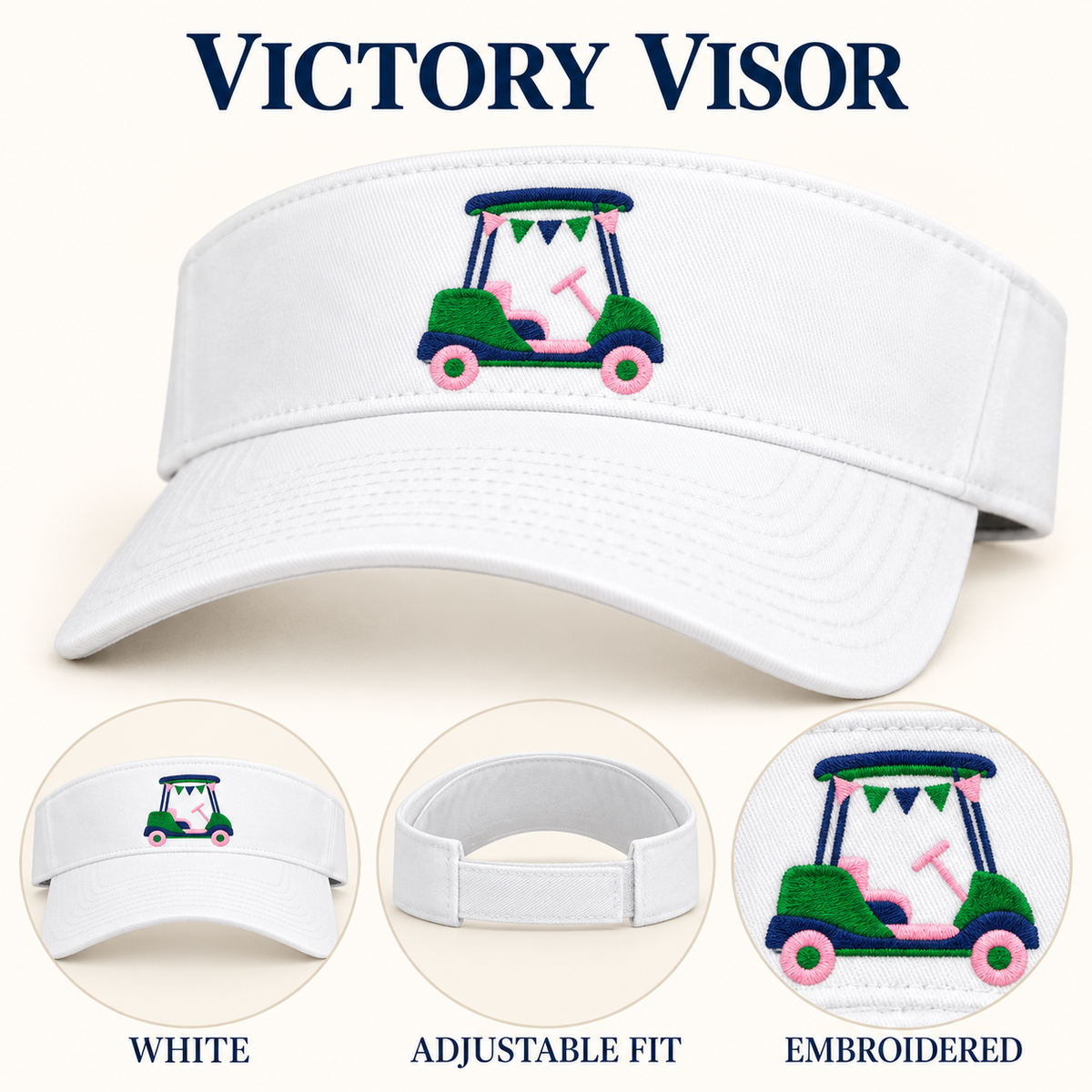 Golf Cart embroidered visor options