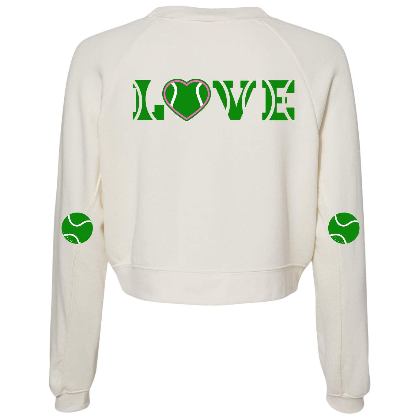 Tennis Sweatshirt: Crossed Racquets & LOVE Graphic, Custom Team Clothing