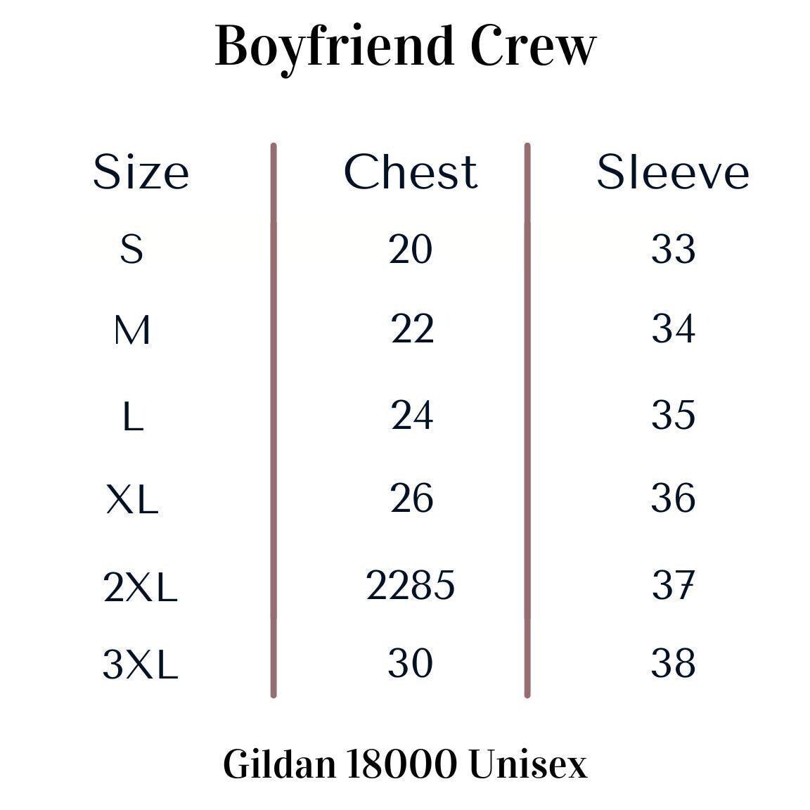 Golf Boyfriend Crew - Cozy White Sweatshirt with Bold Navy Lettering - Unisex Golf Lover Gift - Perfect Post-Round Comfort Apparel