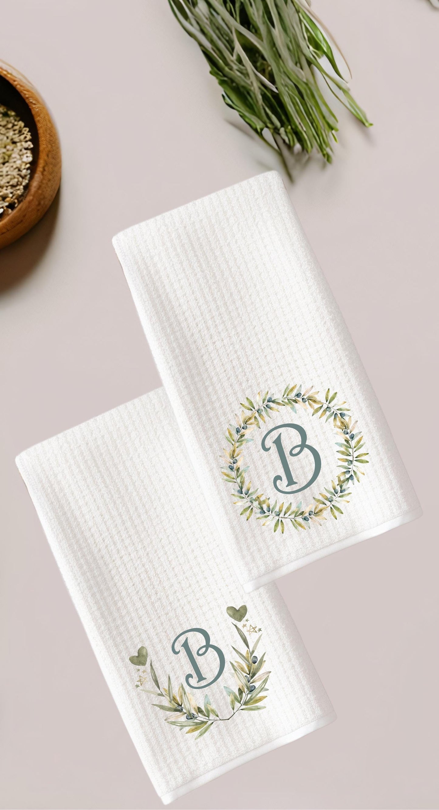 Custom Monogram Tea Towel  Wedding or Shower Couples Gift - Personalized Kitchen Decor