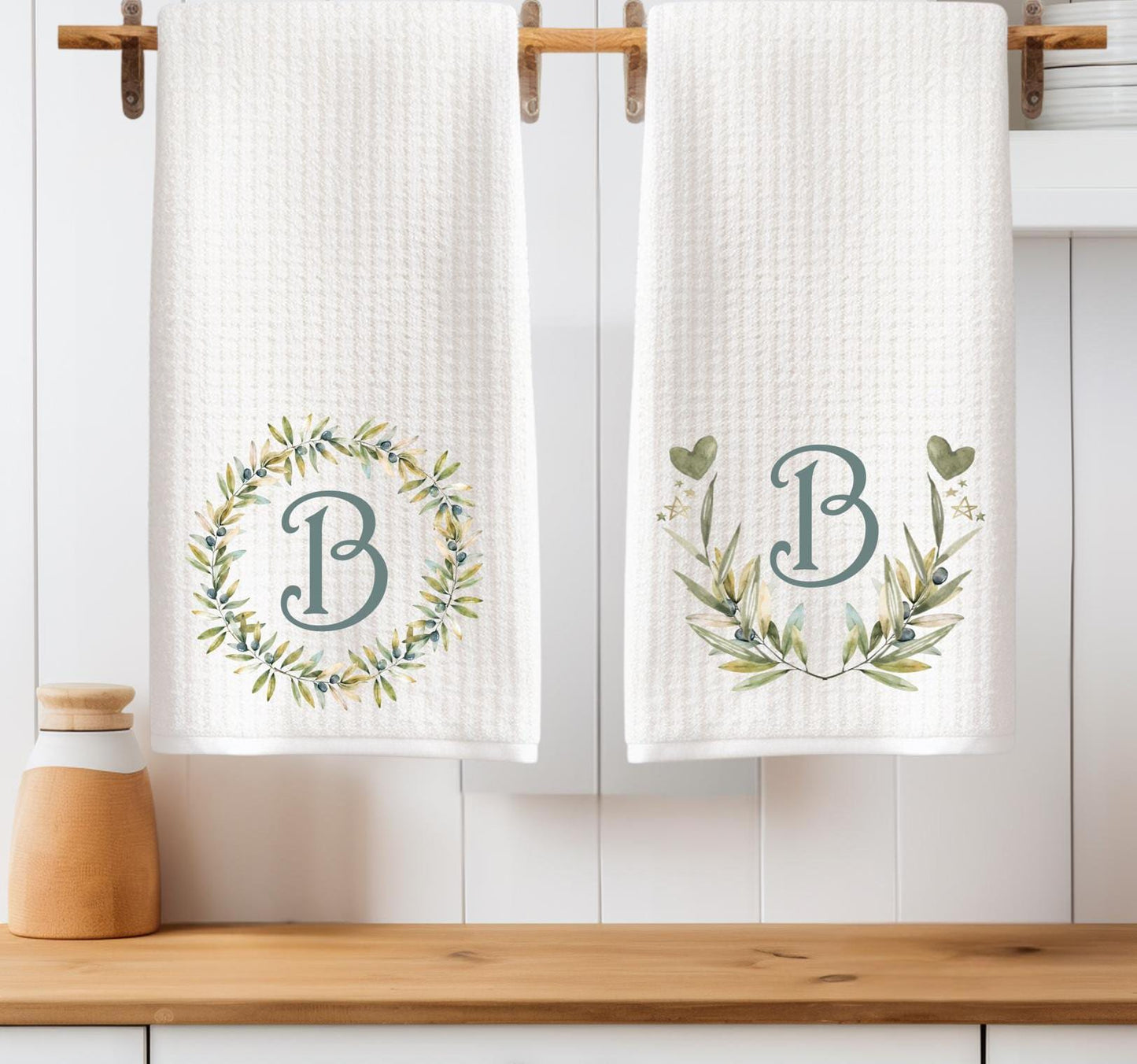 Custom Monogram Tea Towel  Wedding or Shower Couples Gift - Personalized Kitchen Decor