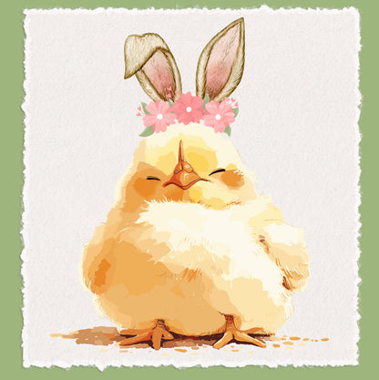 Easter Kitchen Towel: Chick with Bunny Ears, Spring Decor