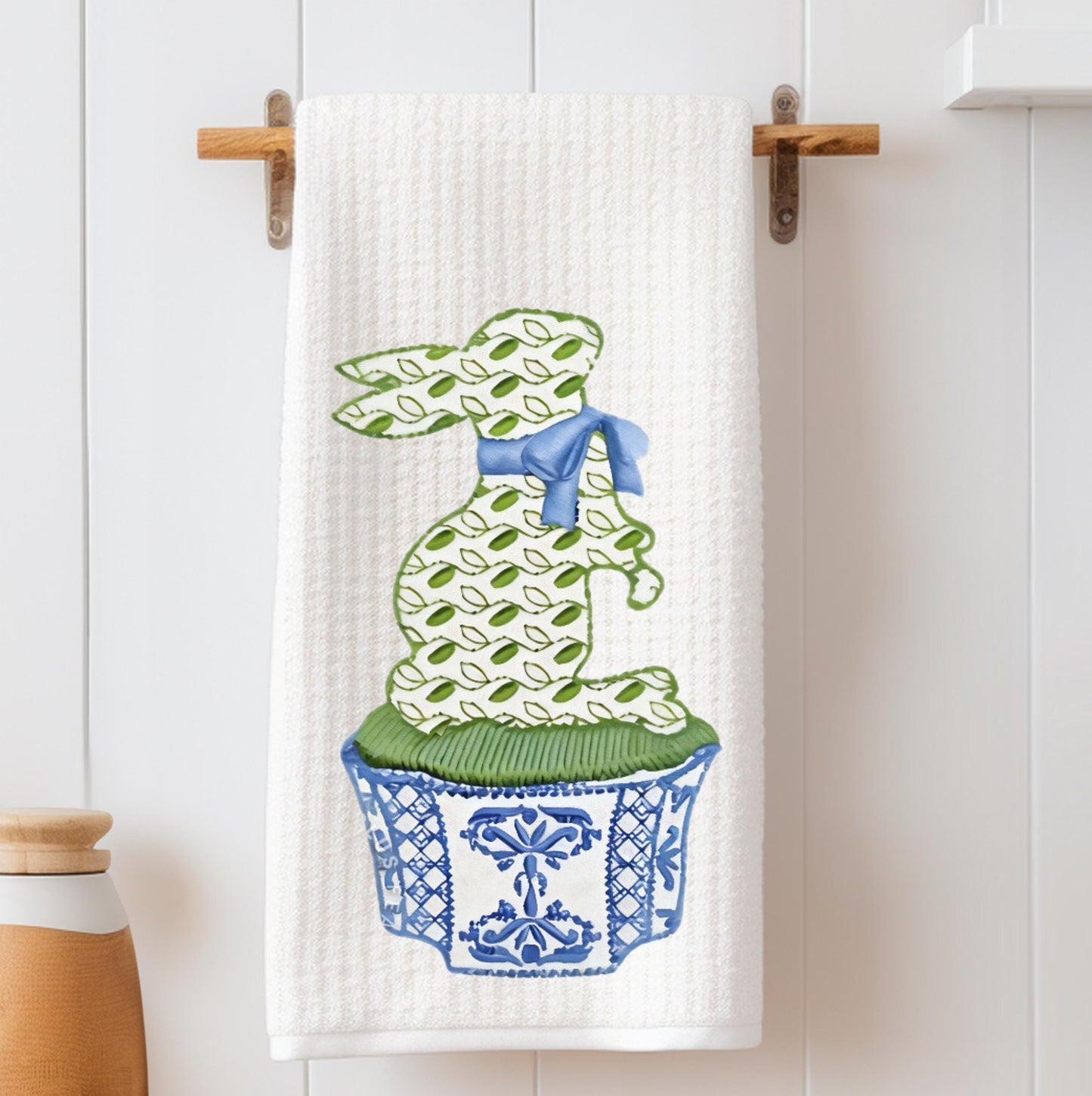 Cloisonne Blue Bunny Tea Towel